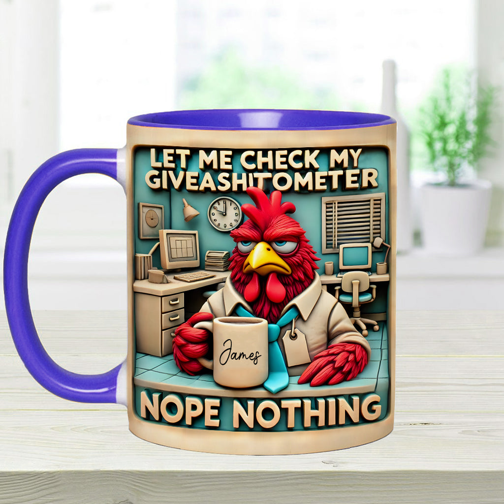 Let Me Check My Giveashitometer Nope Nothing - Personalized Colleague Accent Mug