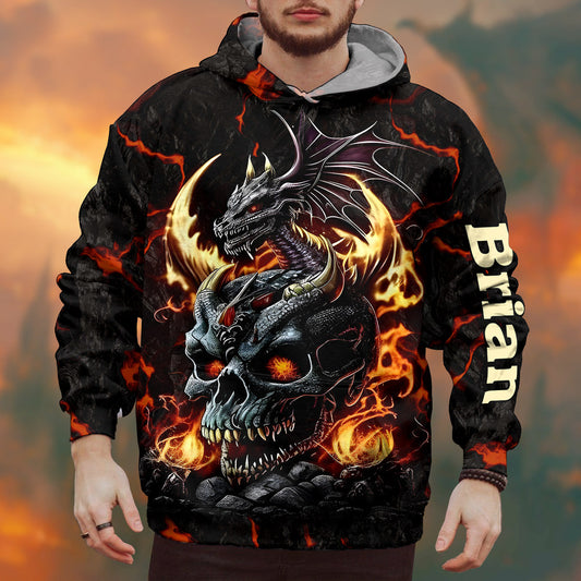 Skul and Dragon - Personalisiertes Drachen-All-Print-Shirt