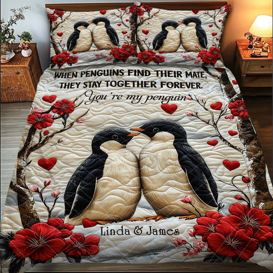 You're My Penguin - Personalized Couple Quilt Set