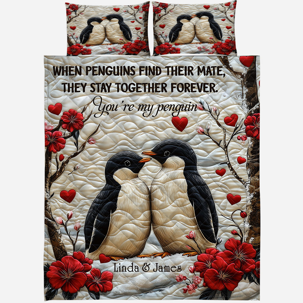 Du bist mein Pinguin – Personalisiertes Quilt-Set für Paare