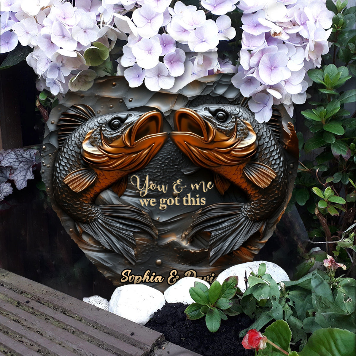 Love Fishing - Personalized Fishing Heart Shaped Stone