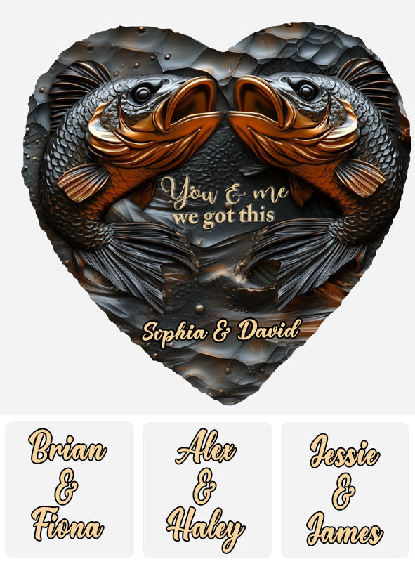 Love Fishing - Personalized Fishing Heart Shaped Stone