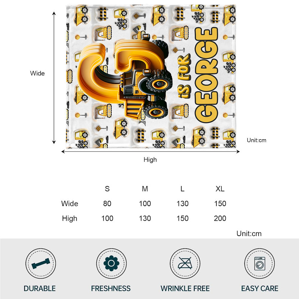 Construction Vehicle Letters - Personalized Kid Blanket