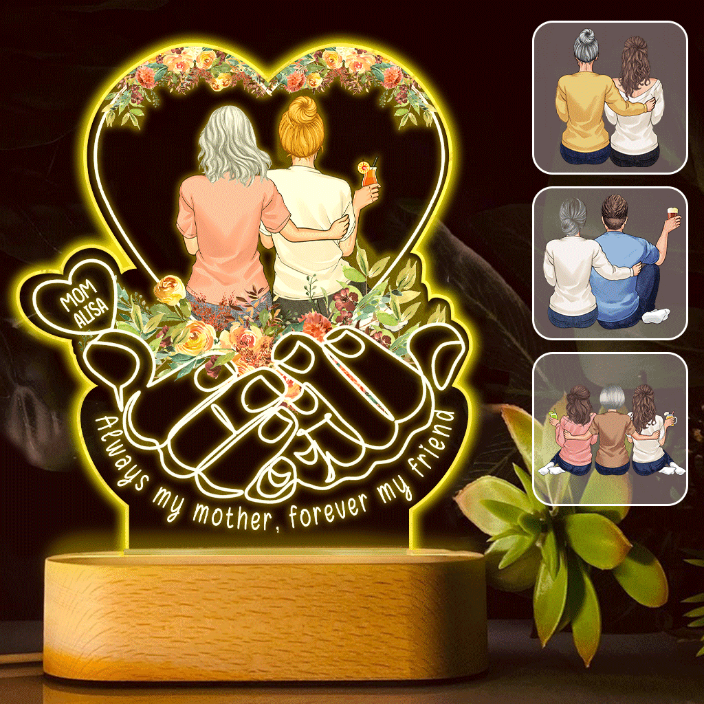 Always My Mother Forever My Friend - Personalized Mother Shaped Plaque Light Base
