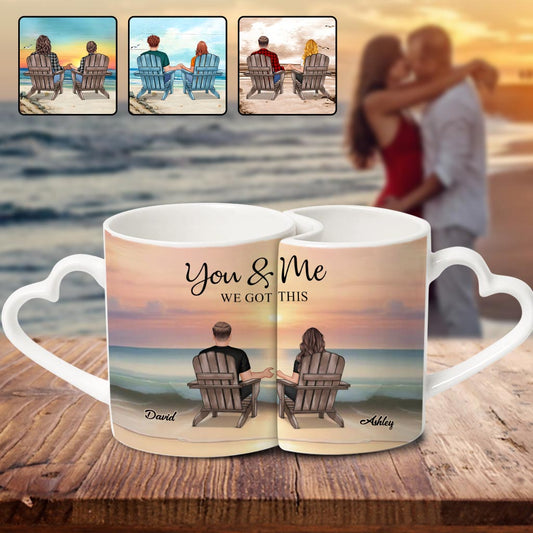 You and Me We Got This - Personalized Couple Matching Heart Handle Mug