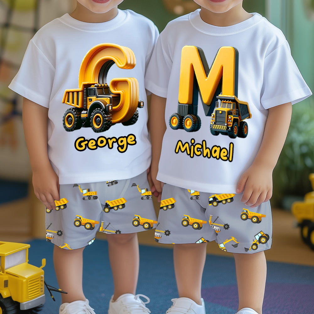 Cool Truck Alphabet - Personalized Kid T-shirt & Shorts