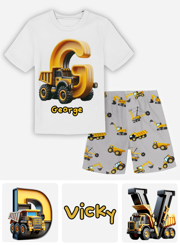 Cool Truck Alphabet - Personalized Kid T-shirt & Shorts