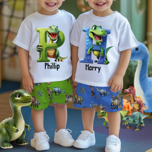 Cool Dinosaur Alphabet - Personalized Kid T-shirt & Shorts