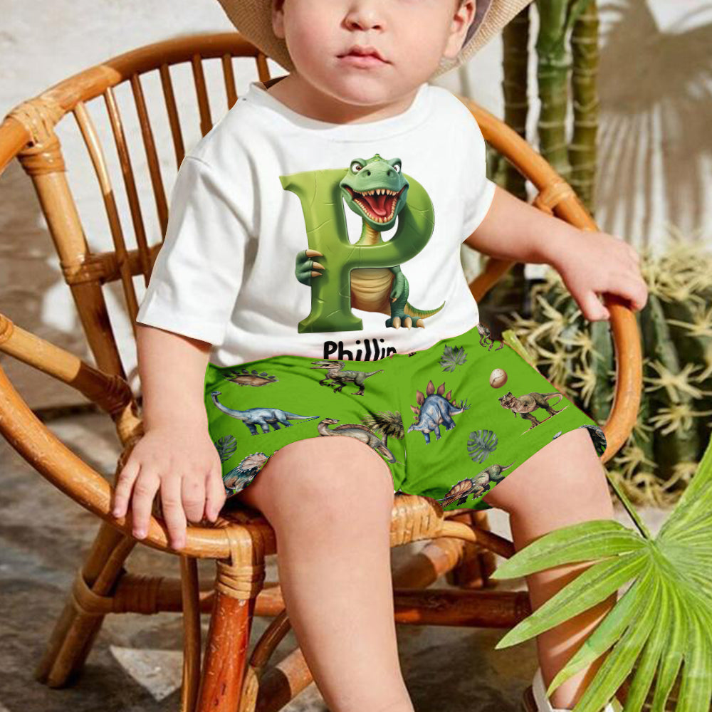 Cool Dinosaur Alphabet - Personalized Kid T-shirt & Shorts