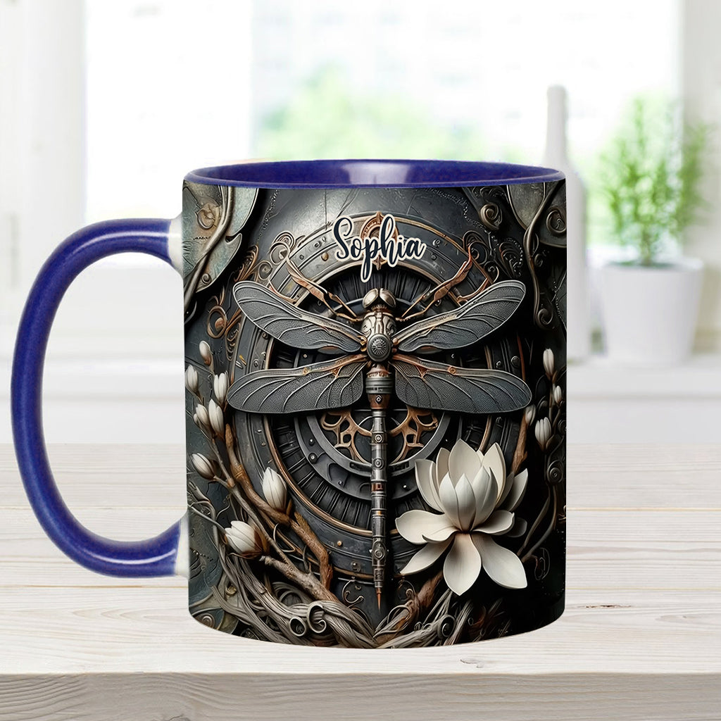 Schwarze Libelle – Personalisierte Tasse mit Libellenmotiv