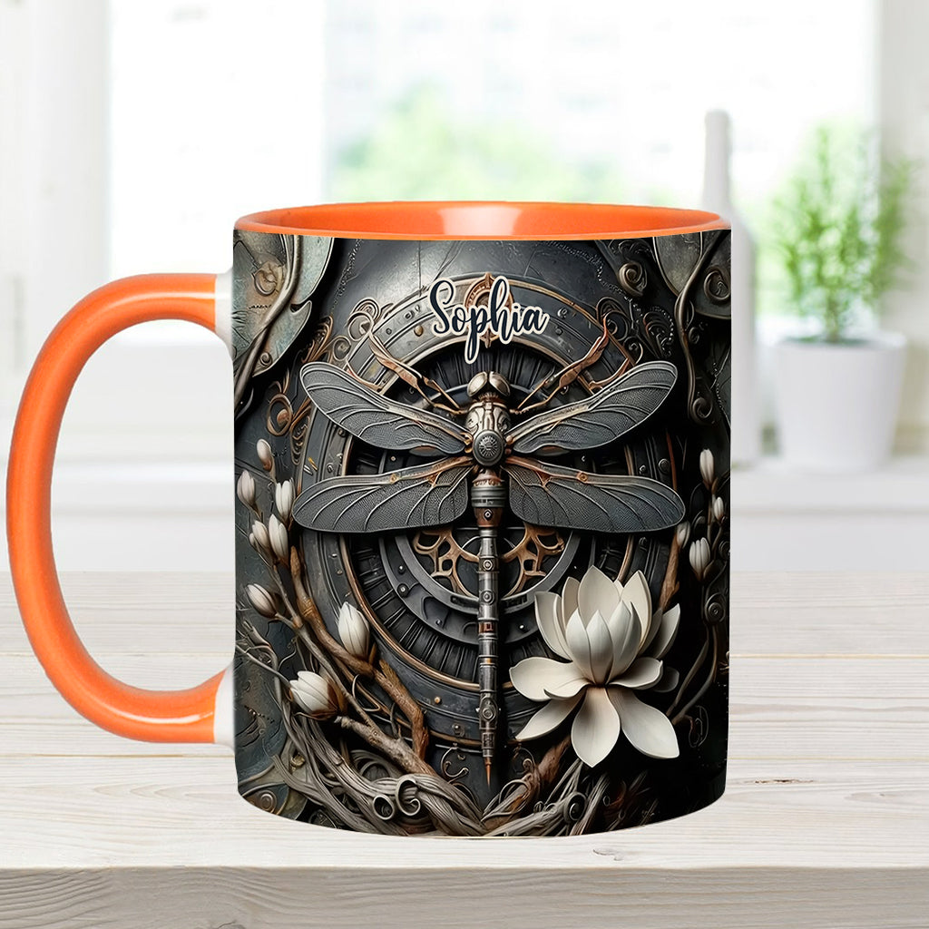 Schwarze Libelle – Personalisierte Tasse mit Libellenmotiv