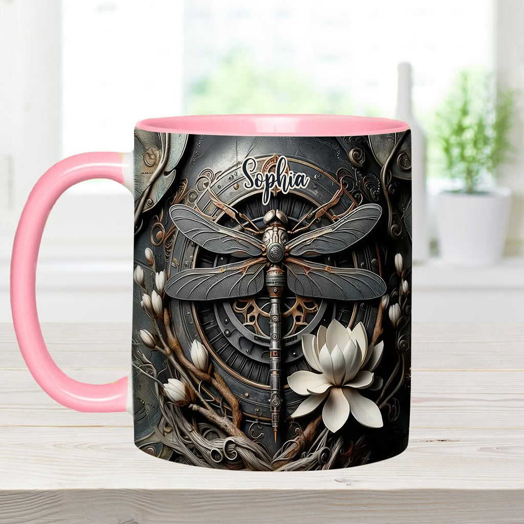 Schwarze Libelle – Personalisierte Tasse mit Libellenmotiv