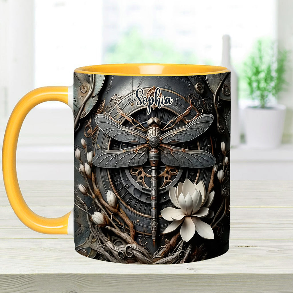 Schwarze Libelle – Personalisierte Tasse mit Libellenmotiv