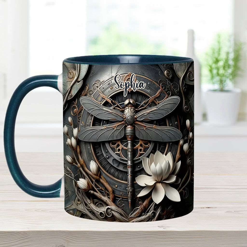 Schwarze Libelle – Personalisierte Tasse mit Libellenmotiv