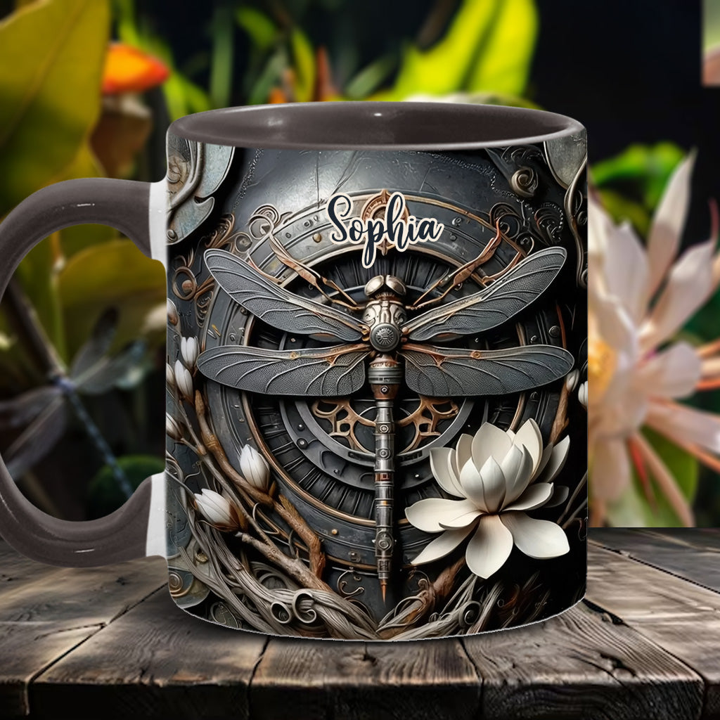 Schwarze Libelle – Personalisierte Tasse mit Libellenmotiv