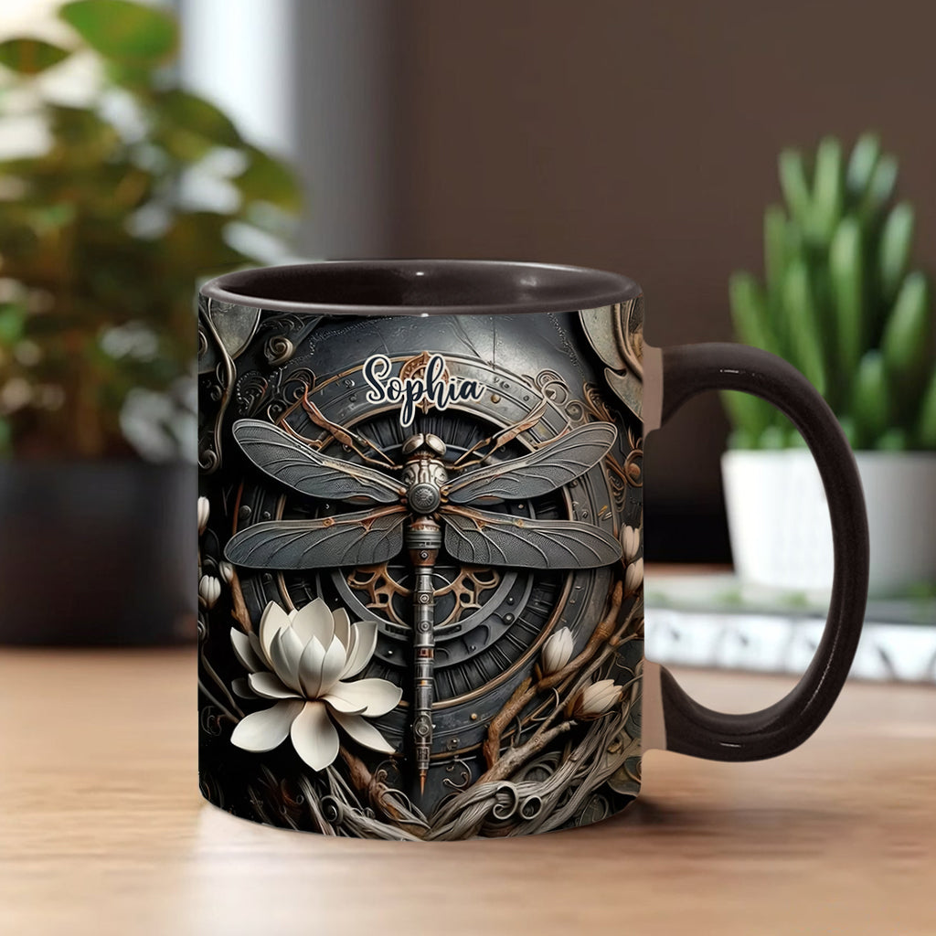 Schwarze Libelle – Personalisierte Tasse mit Libellenmotiv