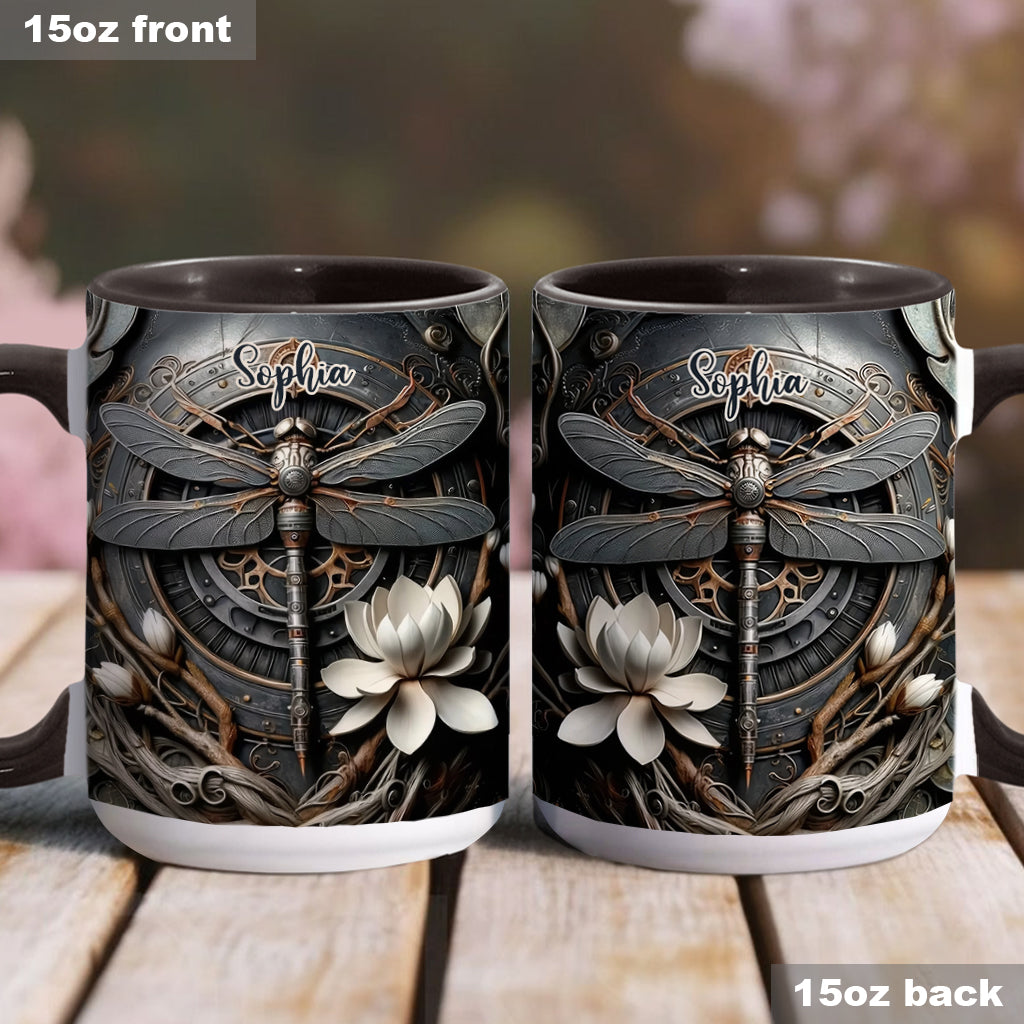 Schwarze Libelle – Personalisierte Tasse mit Libellenmotiv