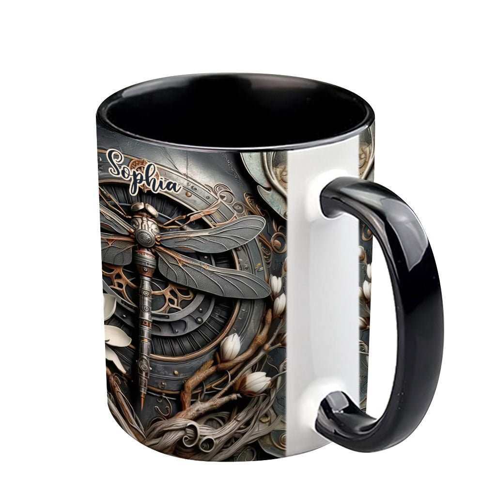 Schwarze Libelle – Personalisierte Tasse mit Libellenmotiv