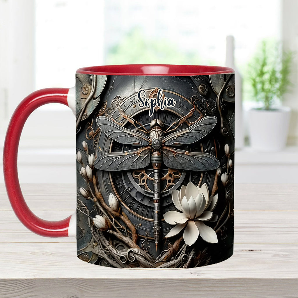 Schwarze Libelle – Personalisierte Tasse mit Libellenmotiv