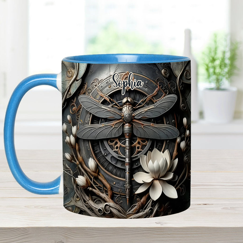 Schwarze Libelle – Personalisierte Tasse mit Libellenmotiv