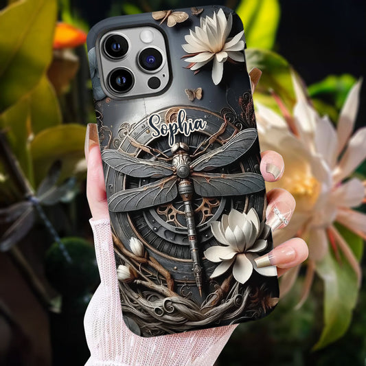 Schwarze Libelle – Personalisierte Handyhülle mit Libellen-Vollbilddruck