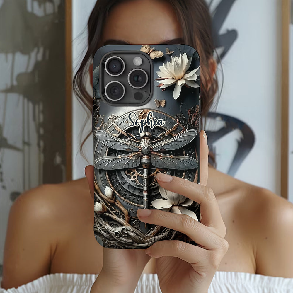 Coque de téléphone personnalisée Libellule noire - Motif libellule intégral