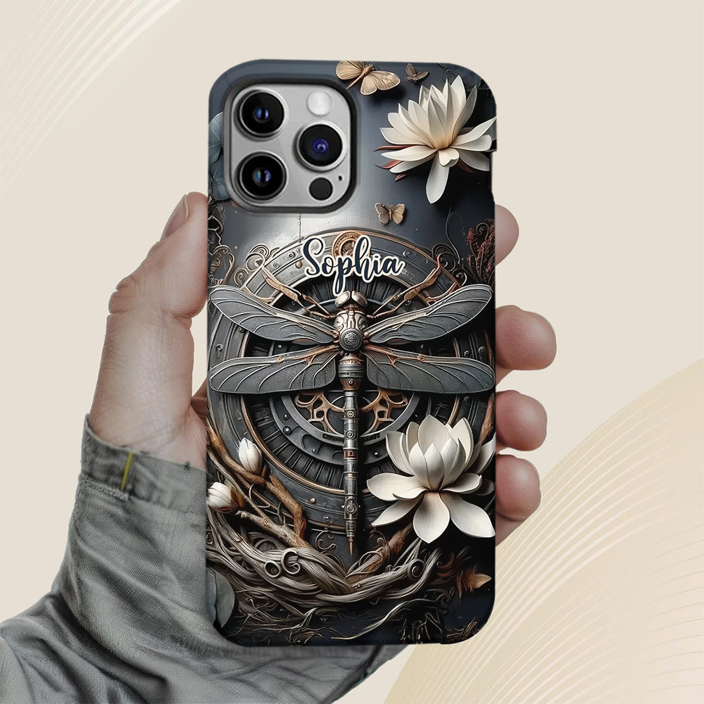 Coque de téléphone personnalisée Libellule noire - Motif libellule intégral
