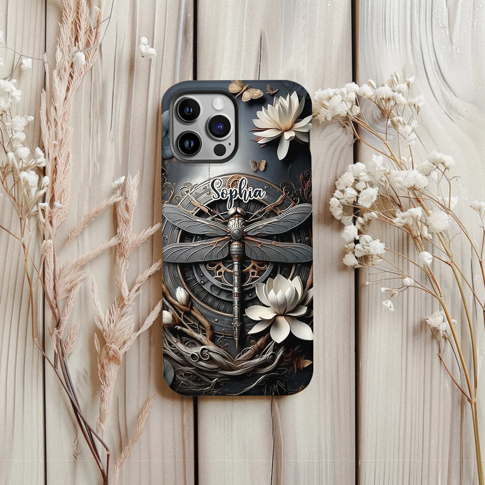 Coque de téléphone personnalisée Libellule noire - Motif libellule intégral