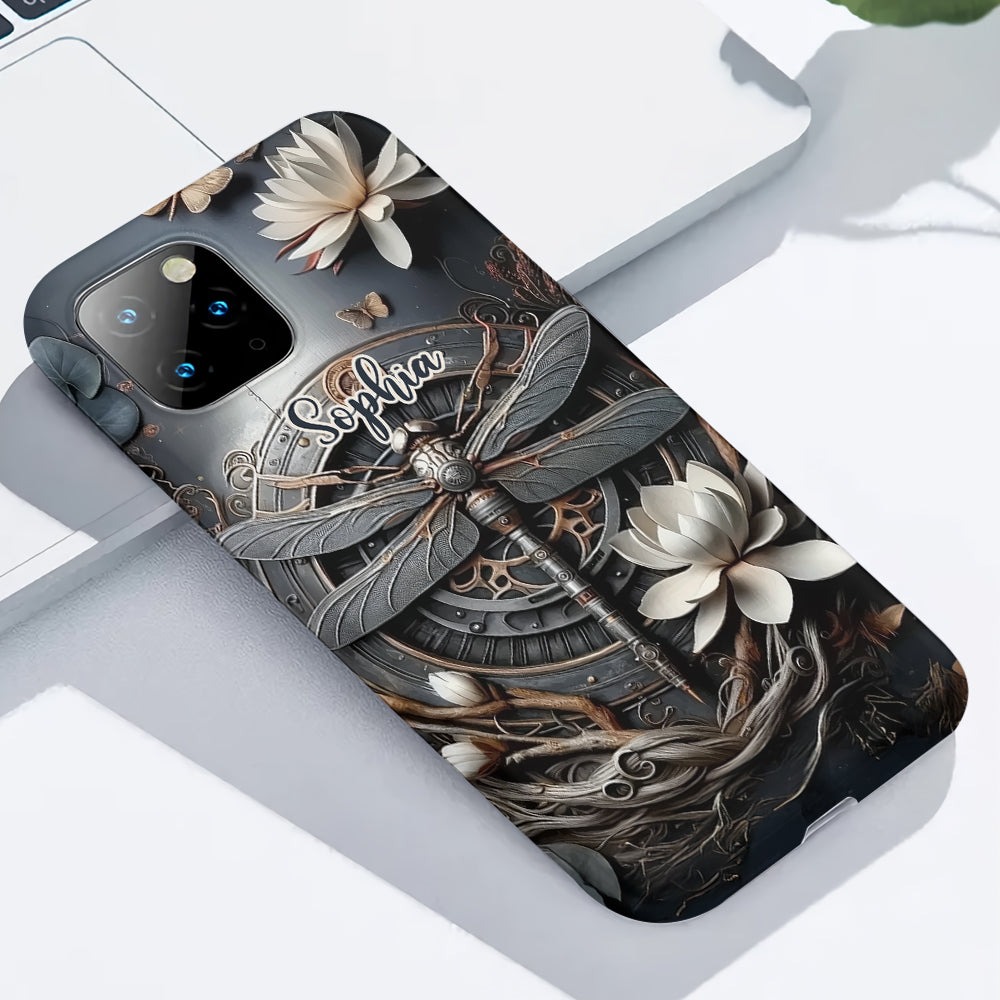 Coque de téléphone personnalisée Libellule noire - Motif libellule intégral