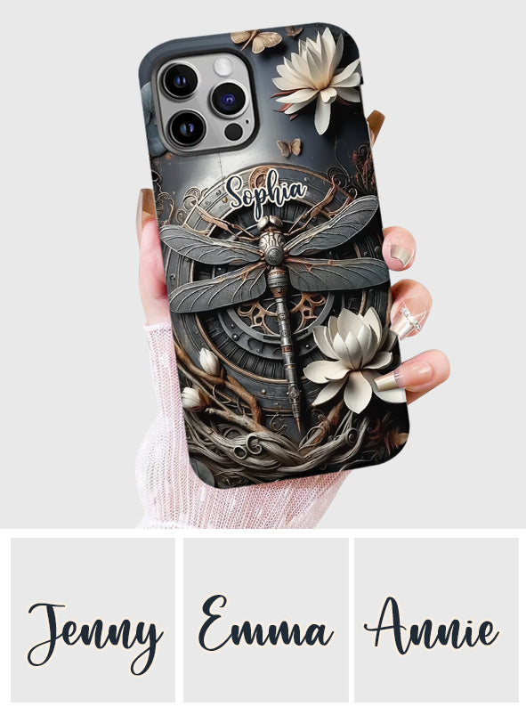 Coque de téléphone personnalisée Libellule noire - Motif libellule intégral