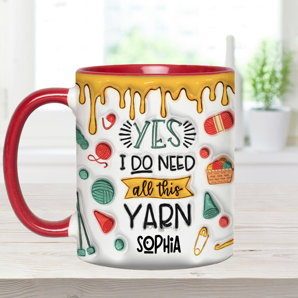 Ja, ich brauche all dieses Garn – personalisierte Strick-Tasse