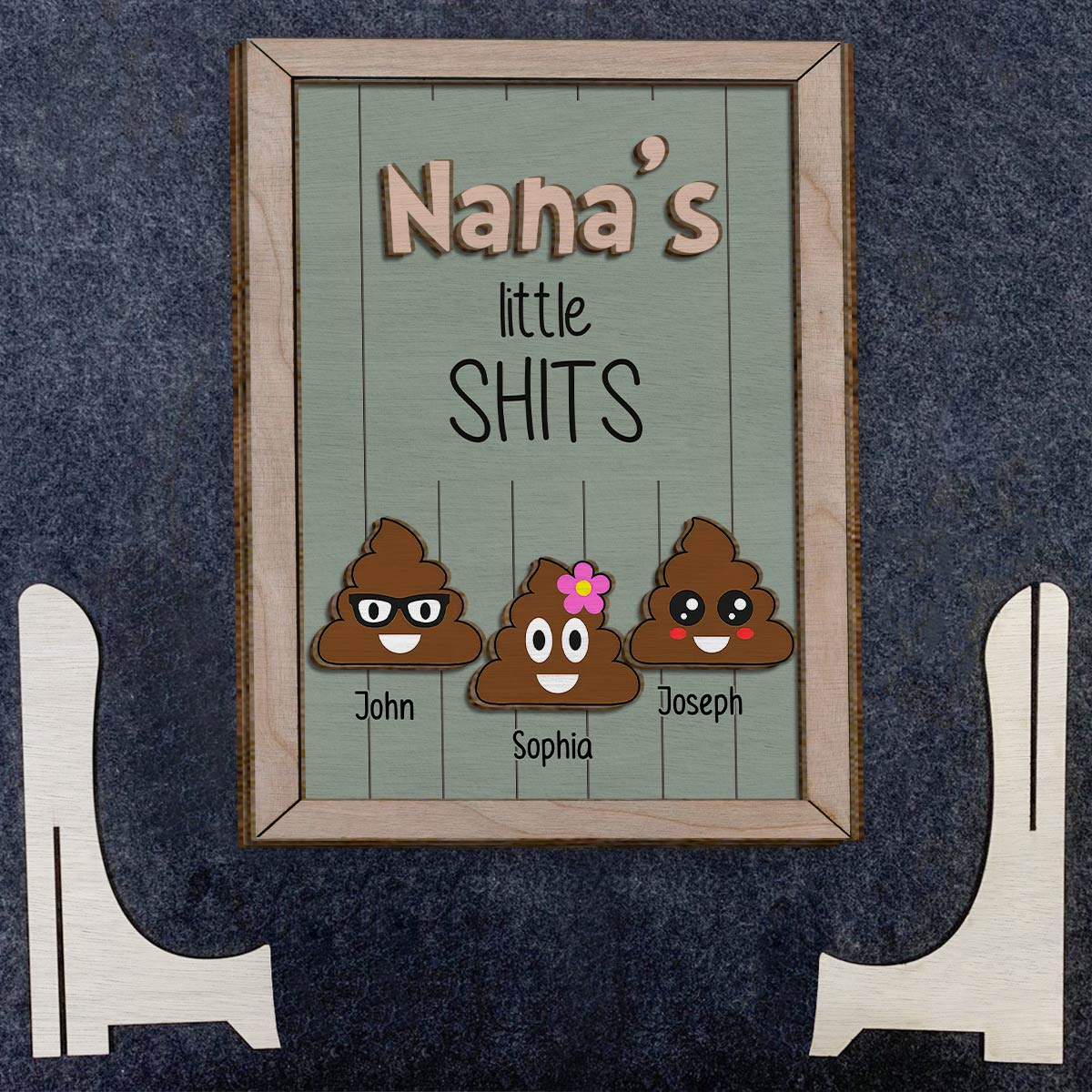 Grandma Mom Dad Grandpa Little Cuties - Personalized Grandma 2 Layered Wood Sign / Wood Plaque