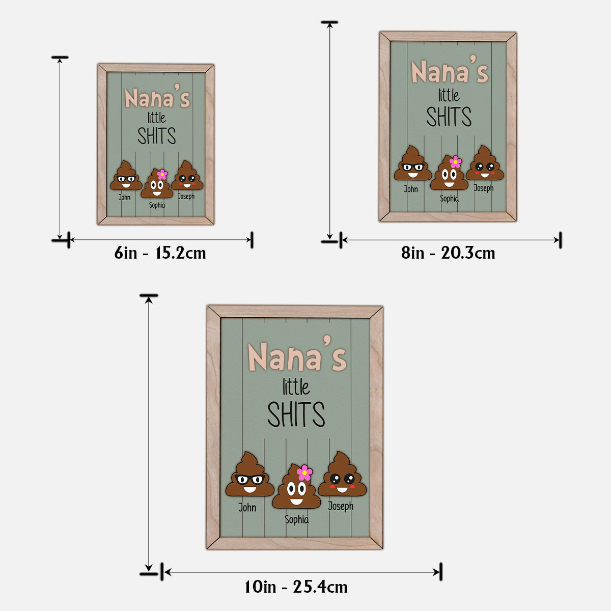 Grandma Mom Dad Grandpa Little Cuties - Personalized Grandma 2 Layered Wood Sign / Wood Plaque