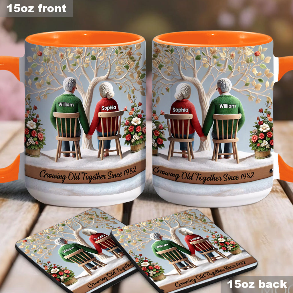 Growing Old Together - Personalized Couple Accent Mug