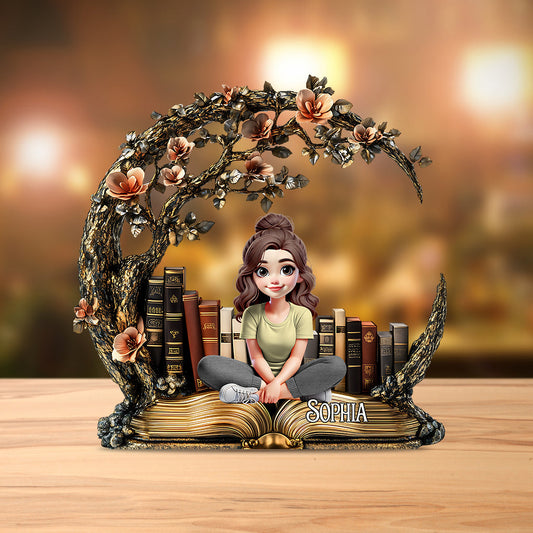 Just A Girl Who Loves Books - Personalized Book Custom Shaped Acrylic Plaque