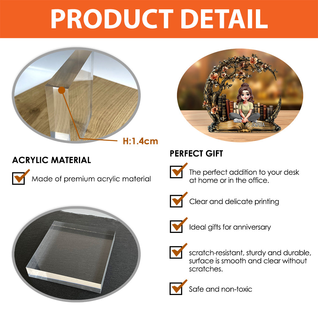 Just A Girl Who Loves Books - Personalized Book Custom Shaped Acrylic Plaque