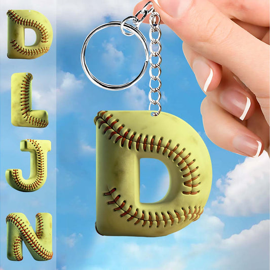 Softball Letter - Personalized Softball Keychain