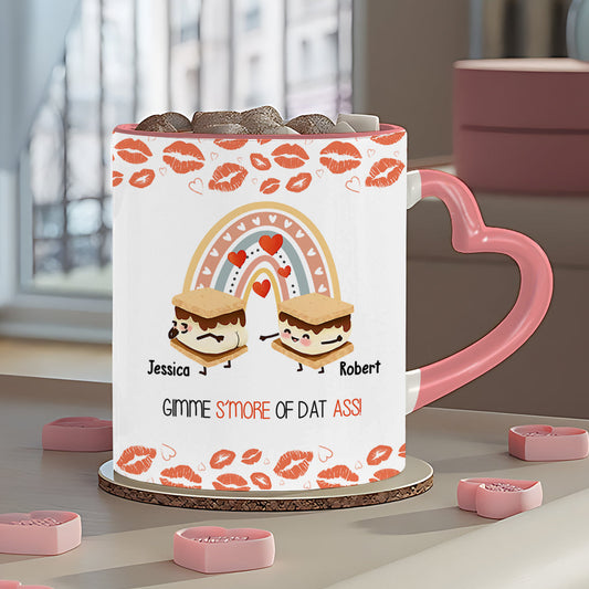 Gimme S'more Of That - Personalized Couple Heart Handle Mug