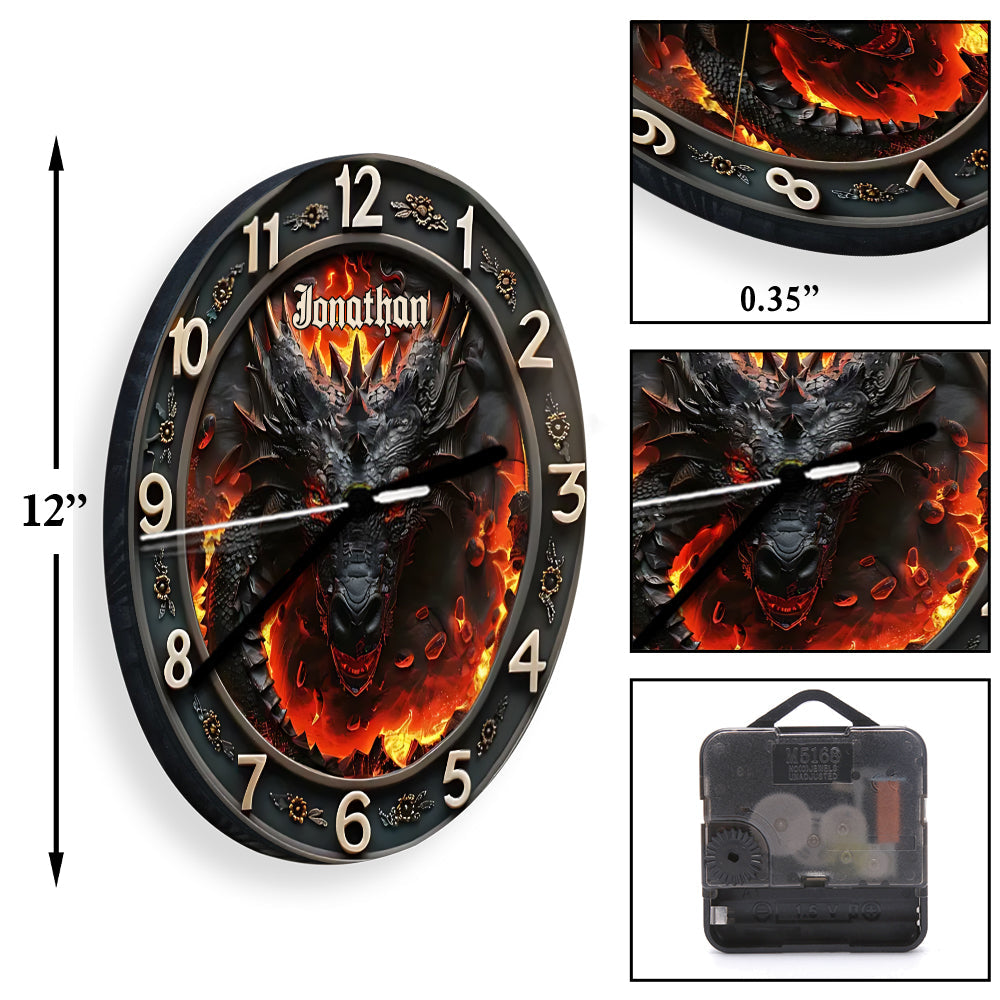 Vulkanischer Drache – Personalisierte Drachen-Wanduhr