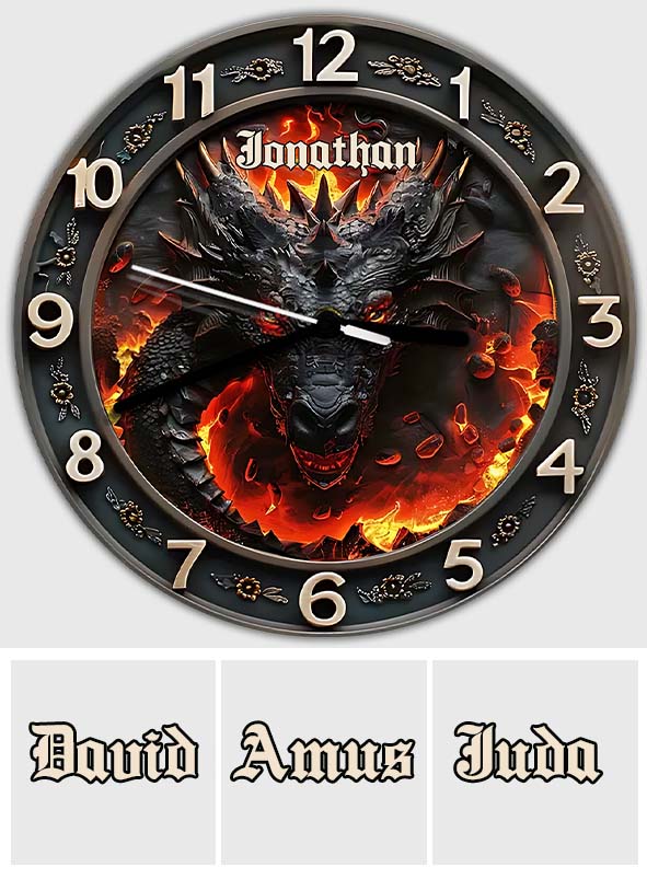 Vulkanischer Drache – Personalisierte Drachen-Wanduhr