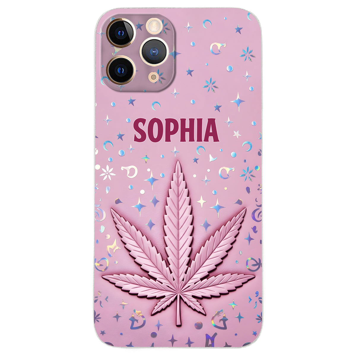 Stoner Chick – Personalisierte Handyhülle aus Leder mit Weed-Motiv