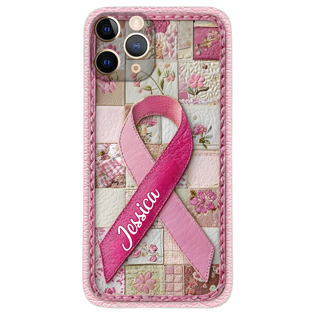Breast Cancer Awareness - Personalized Breast Cancer Awareness Leather Phone Case