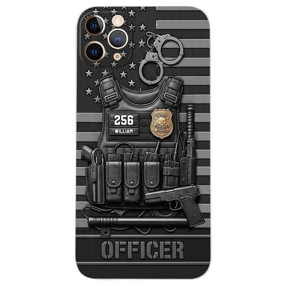 Serve And Protect - Personalized Police Officer Leather Phone Case
