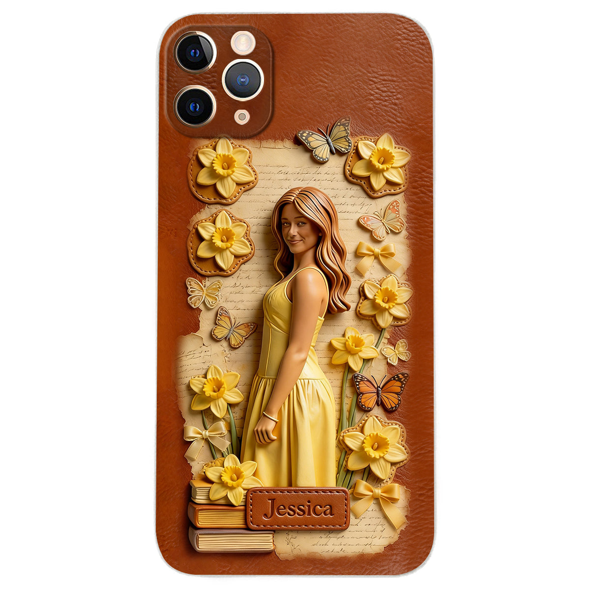 Custom Any Photo Unique Birth Flower - Personalized Self Love Leather Phone Case