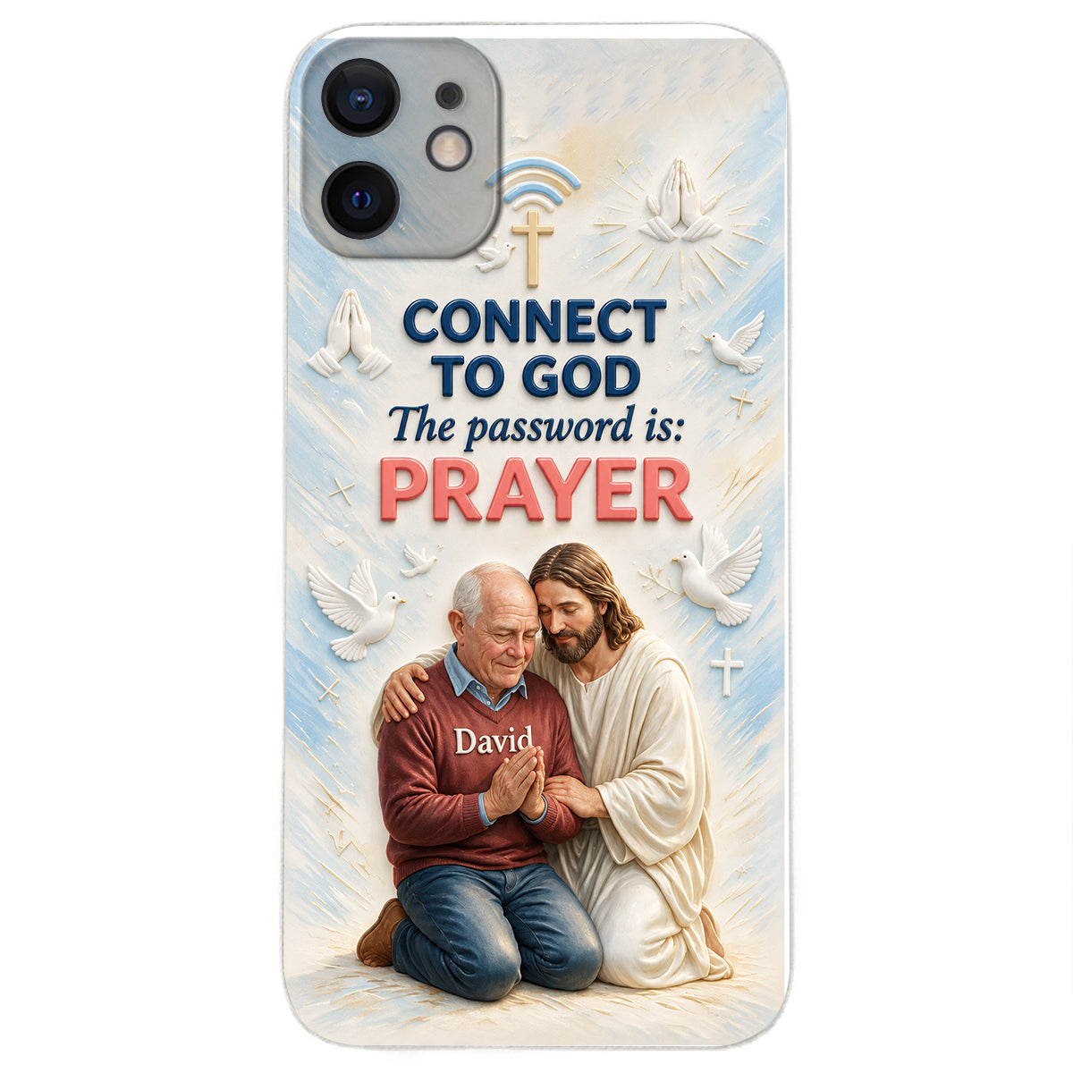 Connect To God - Personalized Christian 3D Embossed Leather Phone Case