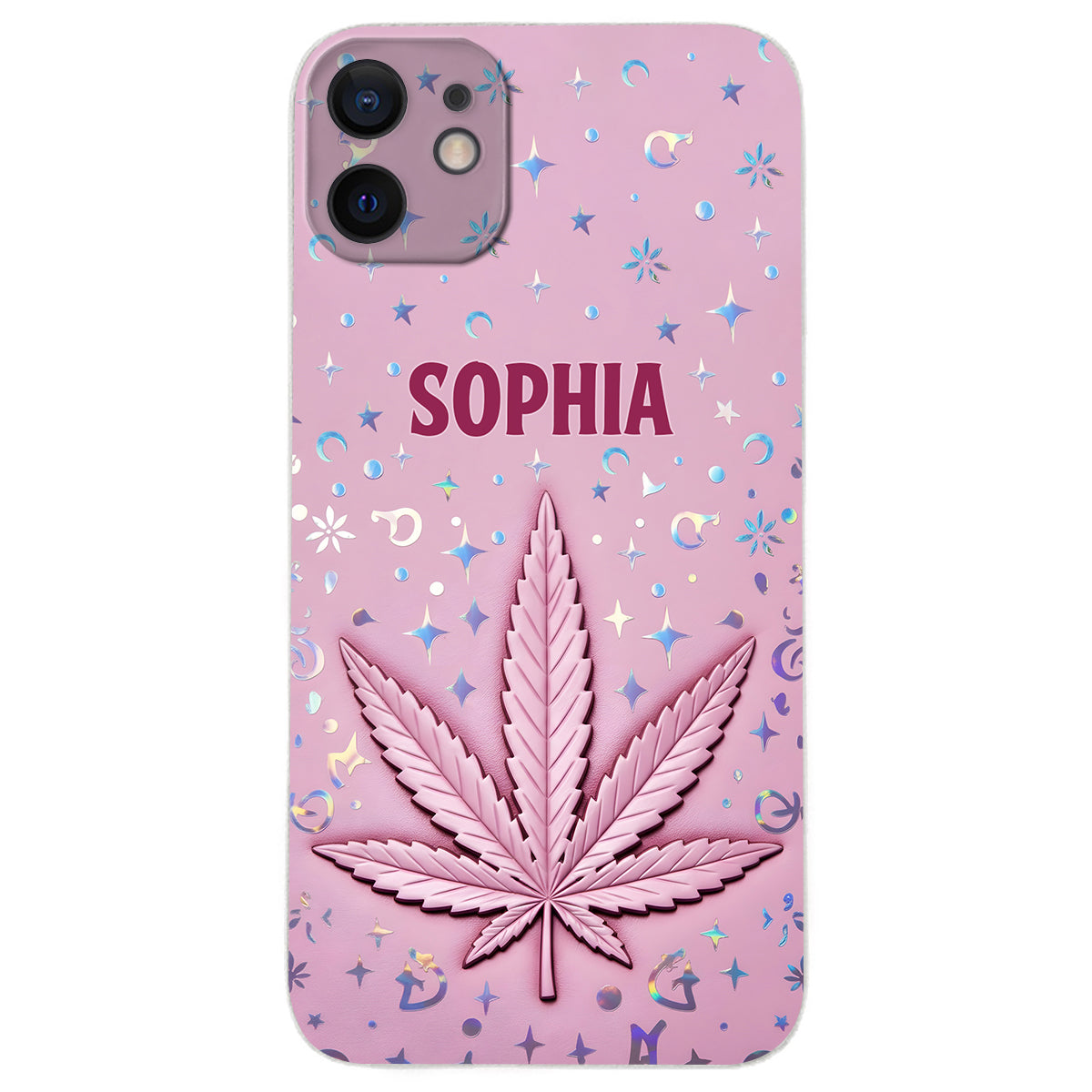 Stoner Chick – Personalisierte Handyhülle aus Leder mit Weed-Motiv