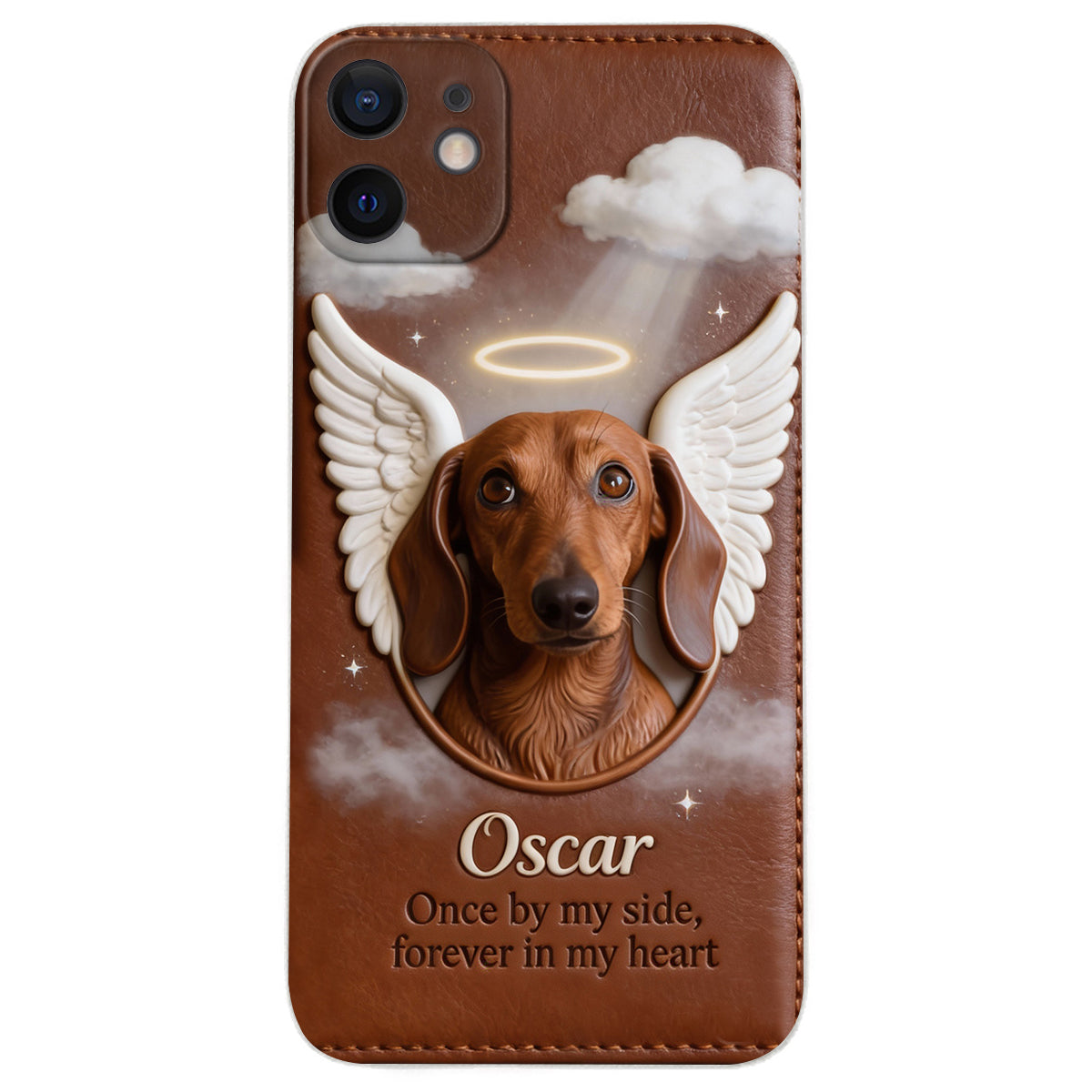 Once By My Side - Personalized Dog Leather Phone Case