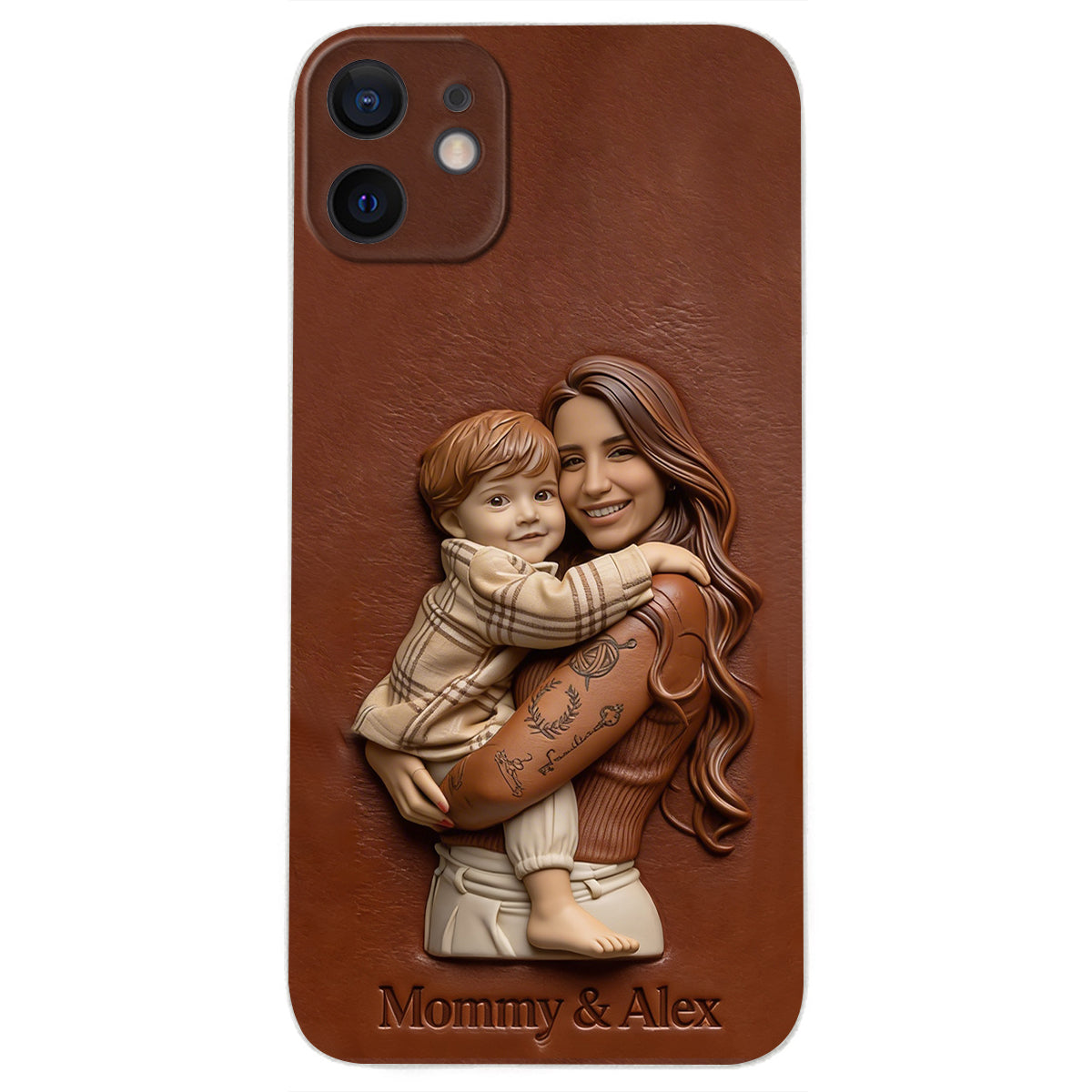 Étui de téléphone en cuir personnalisé avec photo pour maman ou grand-mère