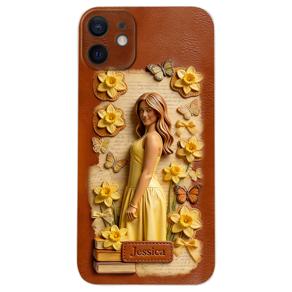 Custom Any Photo Unique Birth Flower - Personalized Self Love Leather Phone Case