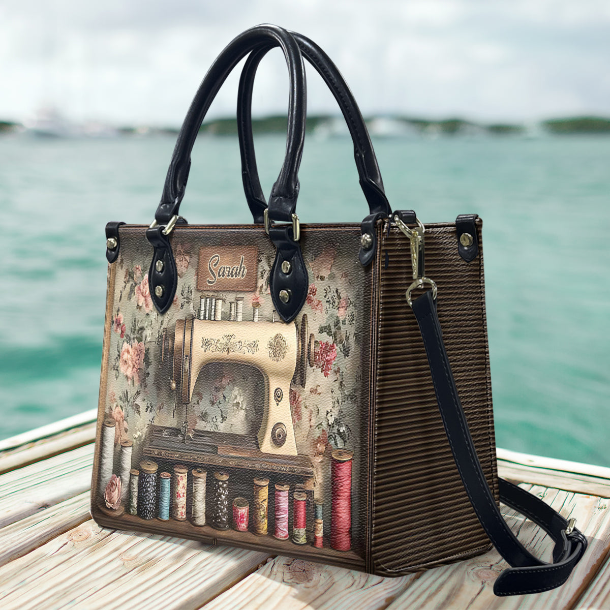 Salle de couture vintage - Sac à main en cuir personnalisé pour la couture